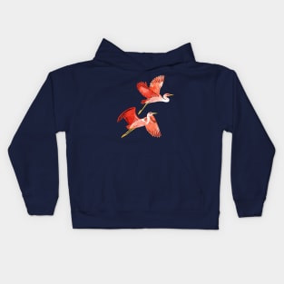 Coral Birds in Flight Kids Hoodie